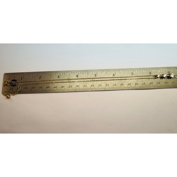 Estate Sterling Silver 925 Gold Tone 3 CZ Drop Pendant Necklace, 16”in, 3.0g - Picture 8 of 12